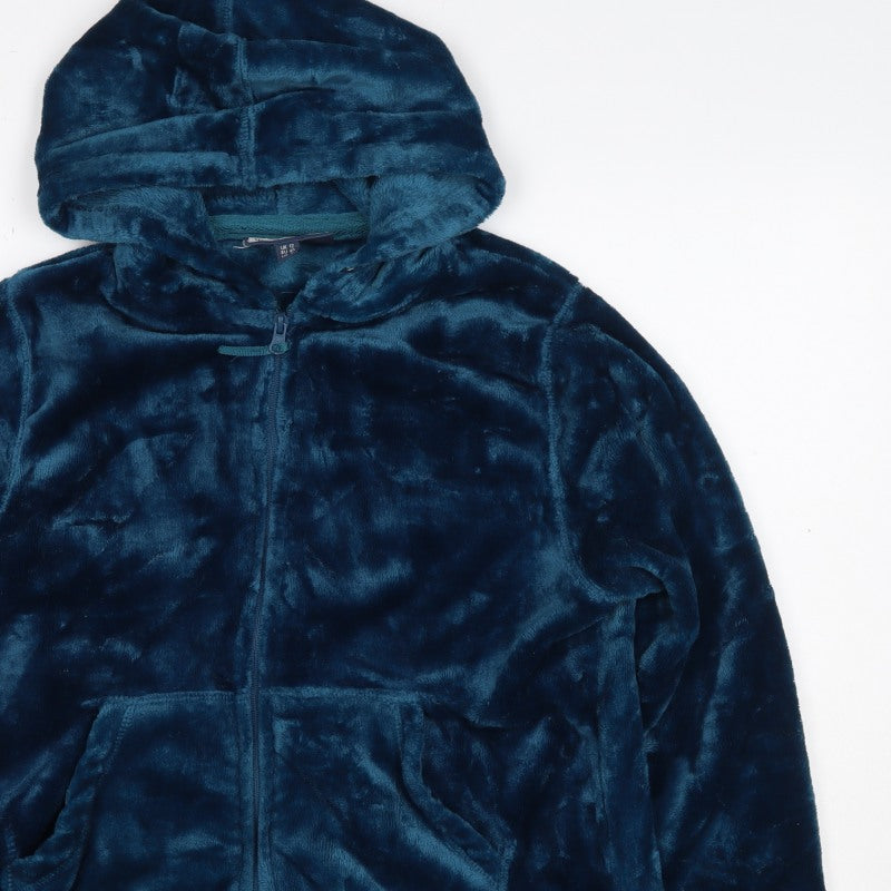 Mountain Warehouse Women’s Blue Hooded Fleece Jacket UK 12 Full Zip