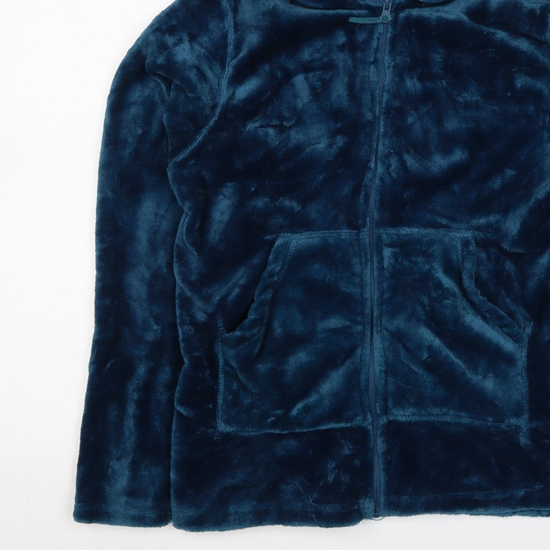 Mountain Warehouse Women’s Blue Hooded Fleece Jacket UK 12 Full Zip