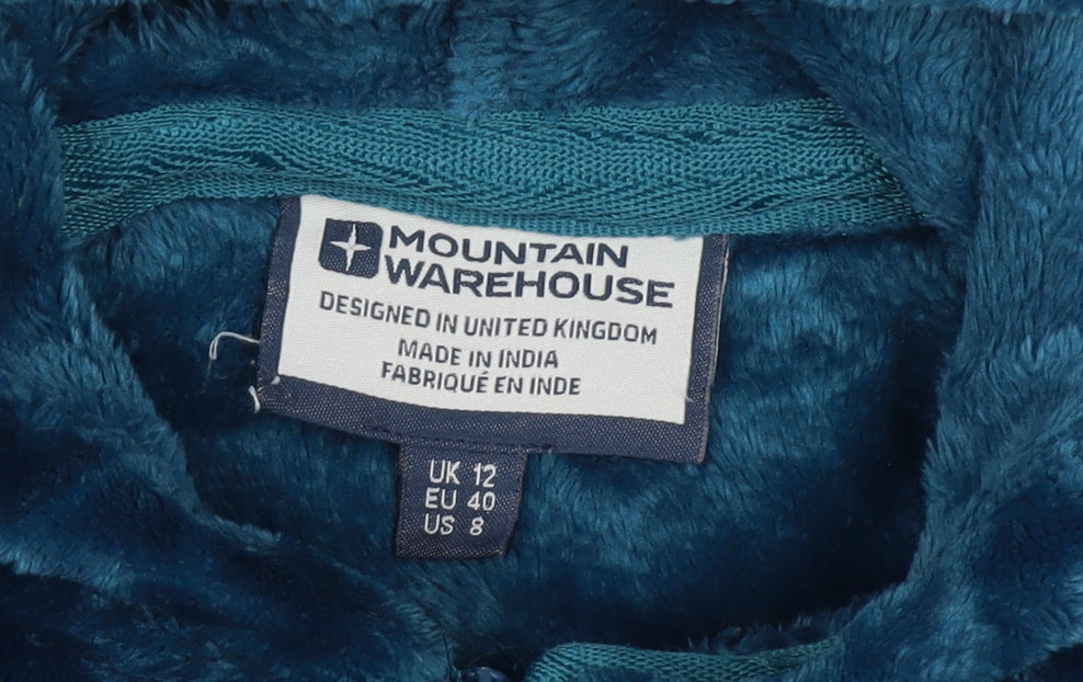 Mountain Warehouse Women’s Blue Hooded Fleece Jacket UK 12 Full Zip