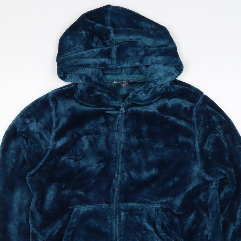 Mountain Warehouse Women’s Blue Hooded Fleece Jacket UK 12 Full Zip