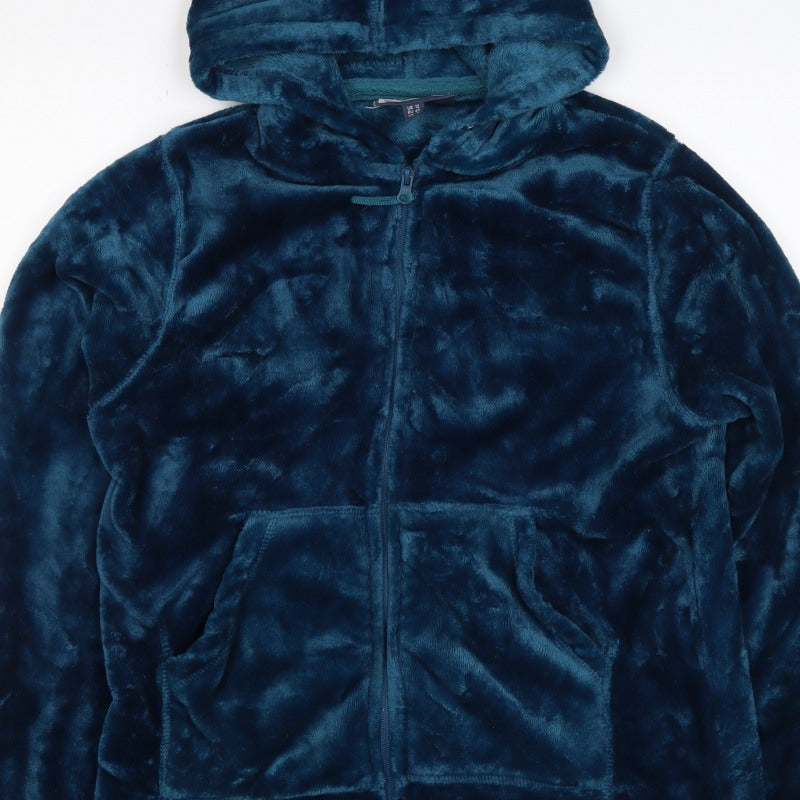 Mountain Warehouse Women’s Blue Hooded Fleece Jacket UK 12 Full Zip
