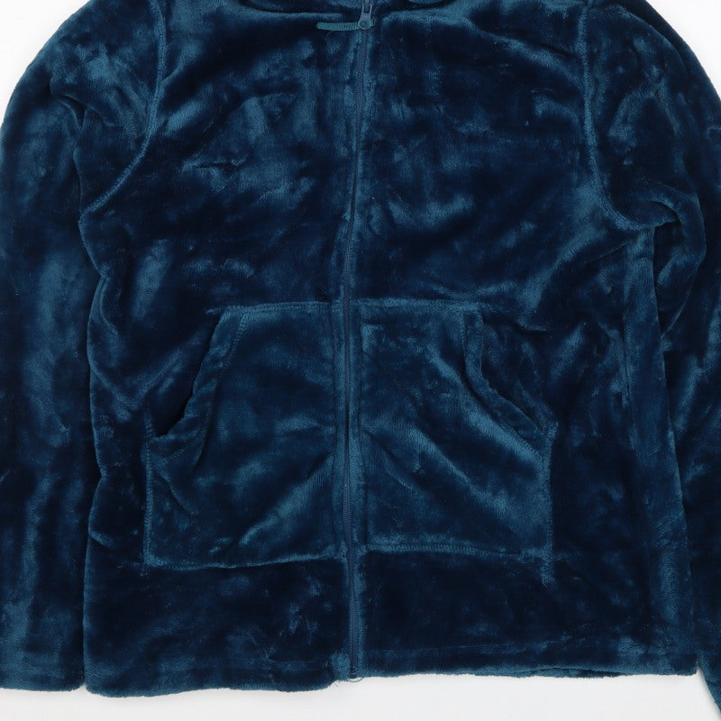Mountain Warehouse Women’s Blue Hooded Fleece Jacket UK 12 Full Zip