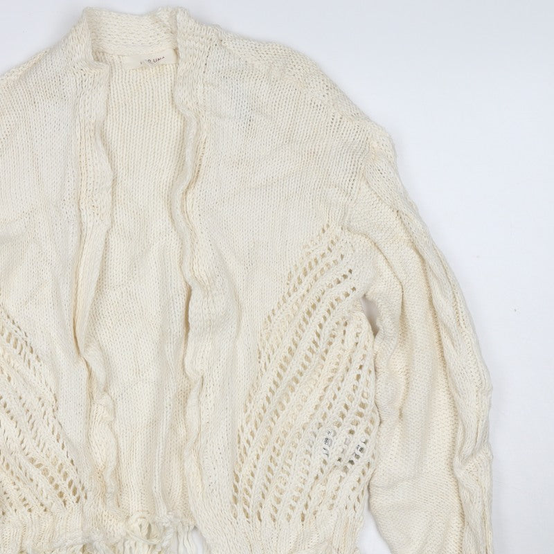 Per Una Women Ivory S Cable Knit Fringe Open Cardigan