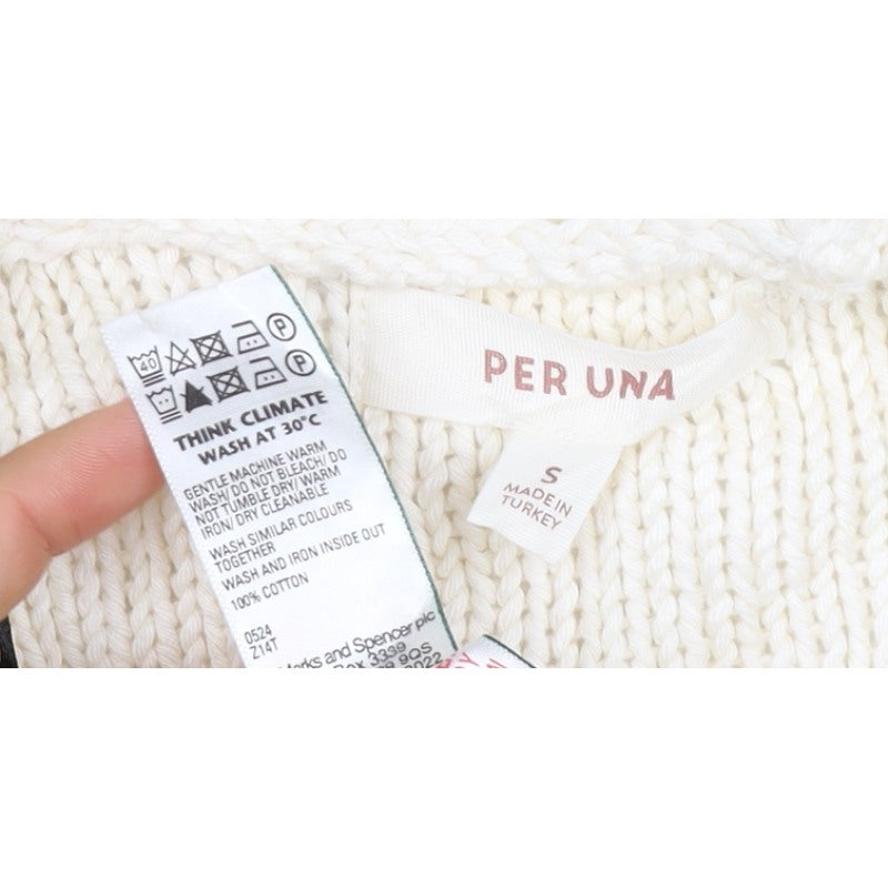 Per Una Women Ivory S Cable Knit Fringe Open Cardigan