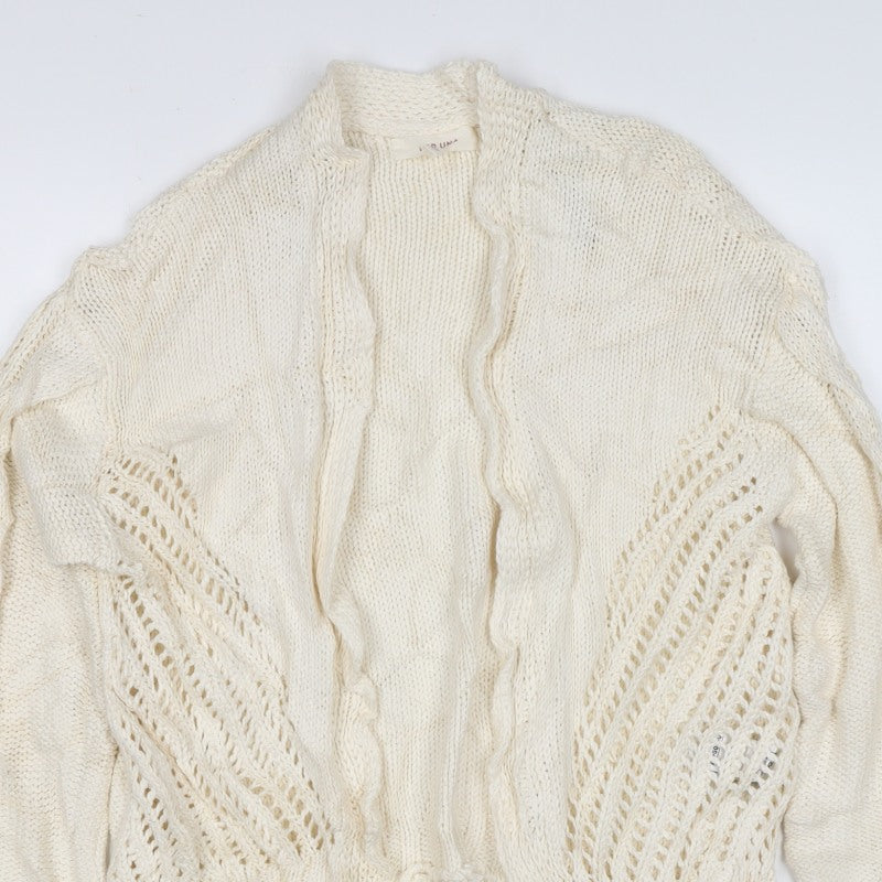 Per Una Women Ivory S Cable Knit Fringe Open Cardigan
