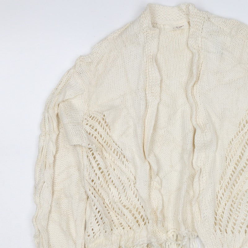 Per Una Women Ivory S Cable Knit Fringe Open Cardigan
