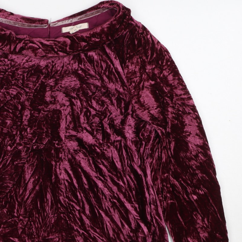 Winter Silks Women Purple UK 10 Crushed Velvet Cowl Neck Blouse