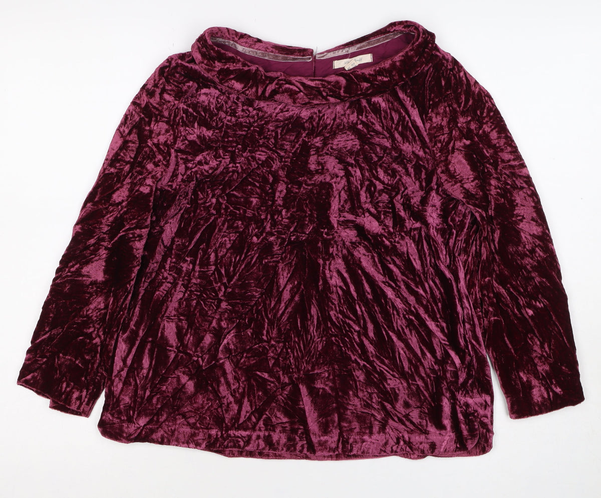Winter Silks Women Purple UK 10 Crushed Velvet Cowl Neck Blouse