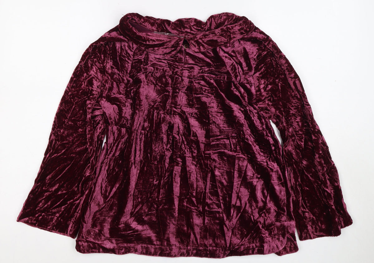 Winter Silks Women Purple UK 10 Crushed Velvet Cowl Neck Blouse