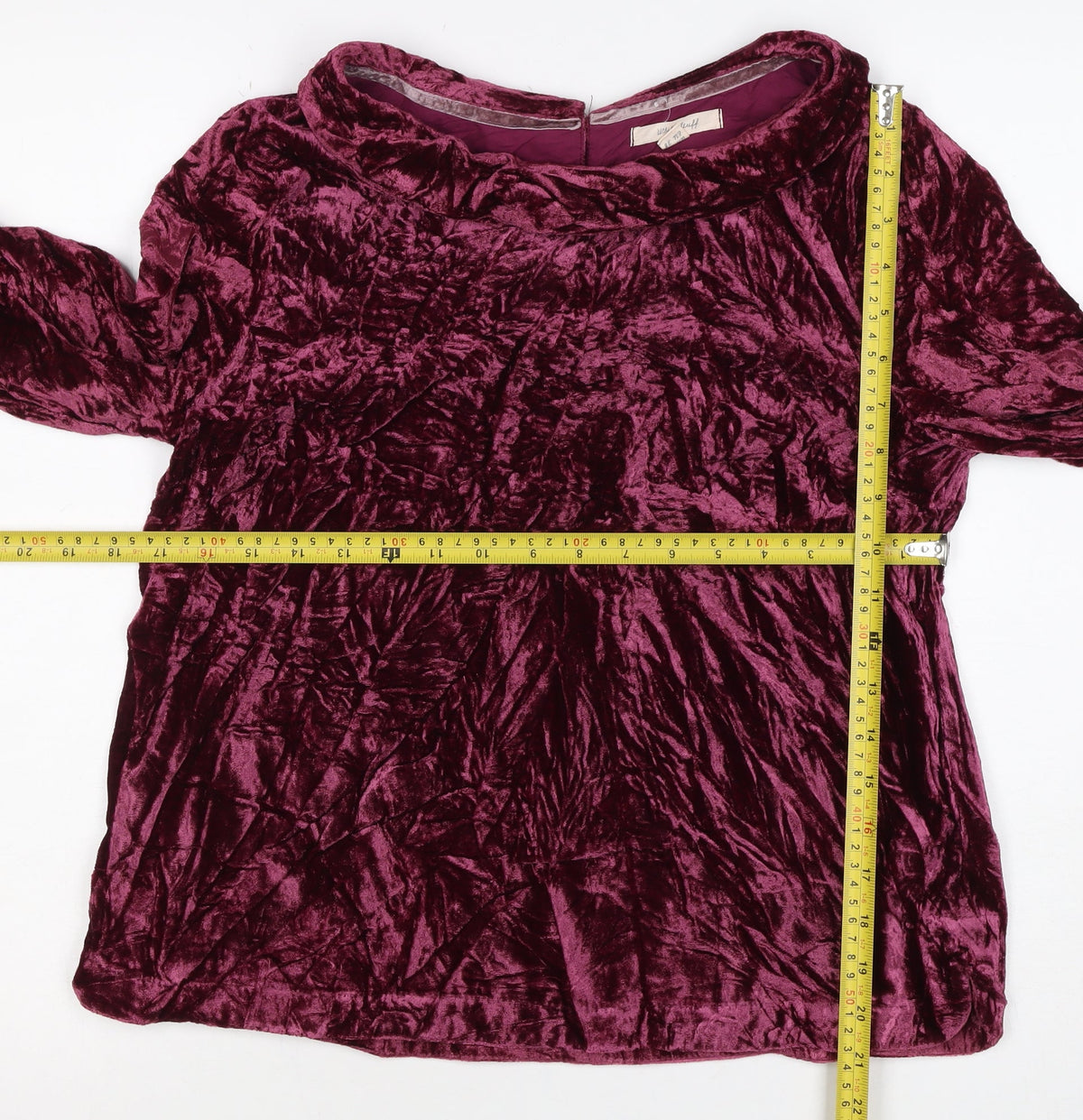 Winter Silks Women Purple UK 10 Crushed Velvet Cowl Neck Blouse