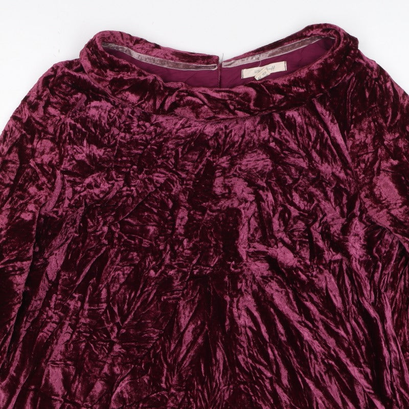 Winter Silks Women Purple UK 10 Crushed Velvet Cowl Neck Blouse