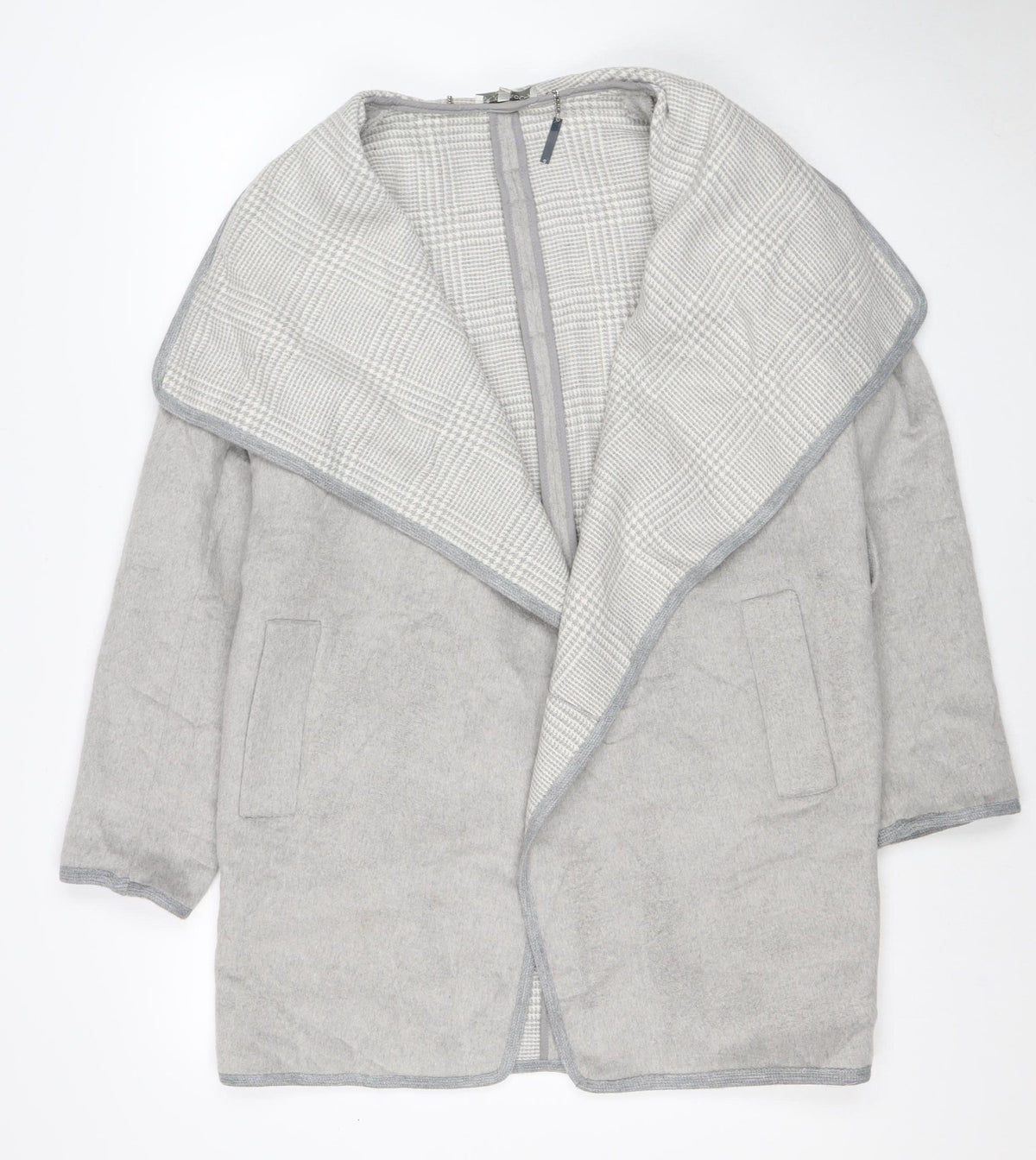 RJR John Rocha Women’s Grey Check Biker Jacket UK 14 Lined Zip