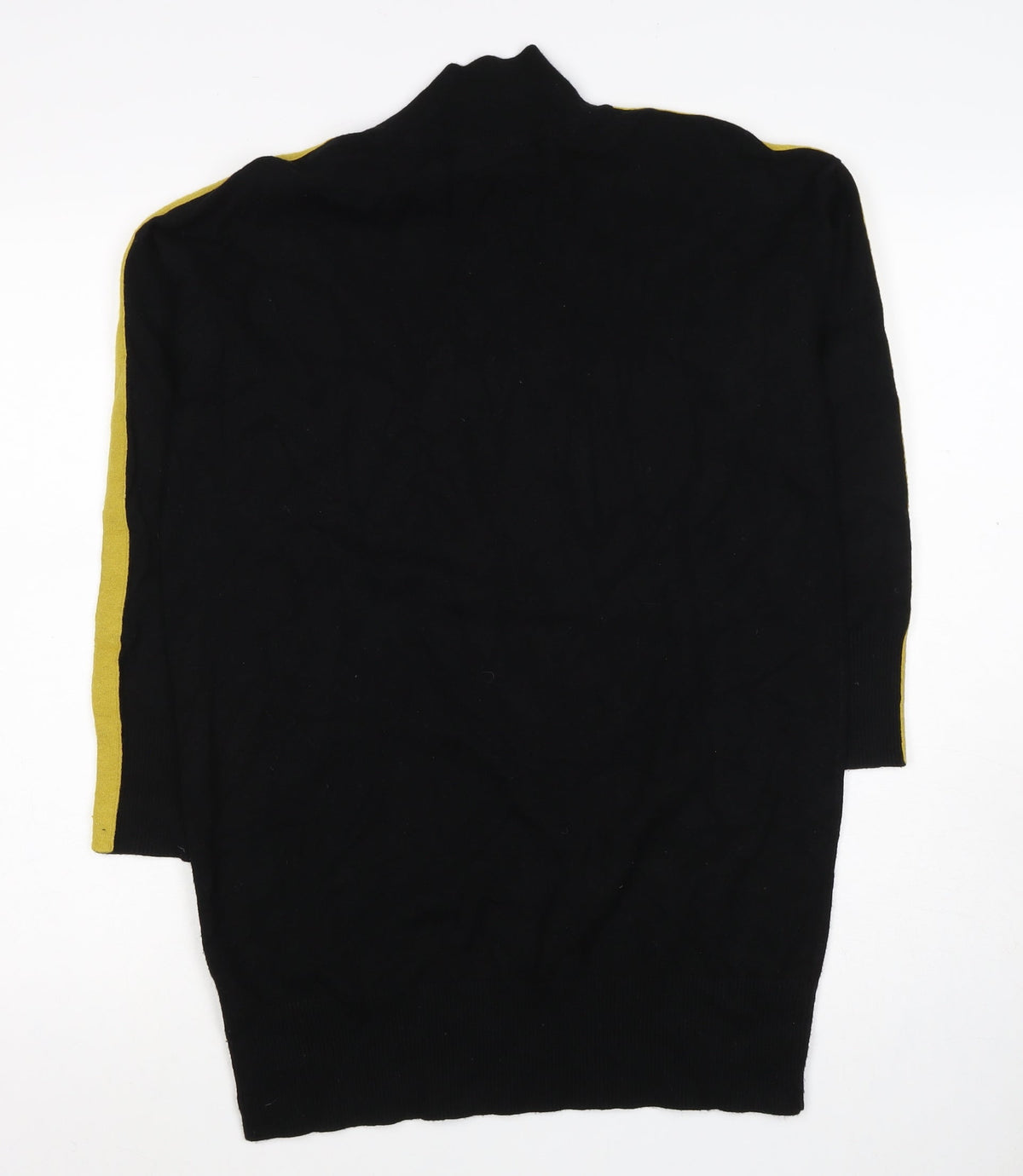 Wells Women’s Black Yellow Grey Roll Neck Geometric Knit Jumper UK 10
