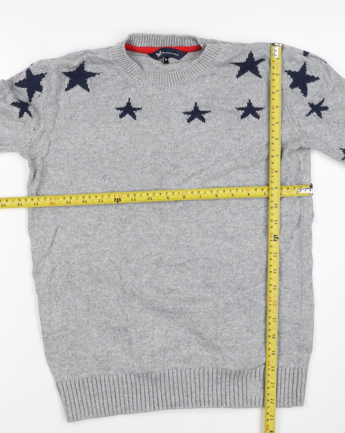 Crew Clothing Women Grey Navy Star Knit Jumper Size 10 Cotton Wool