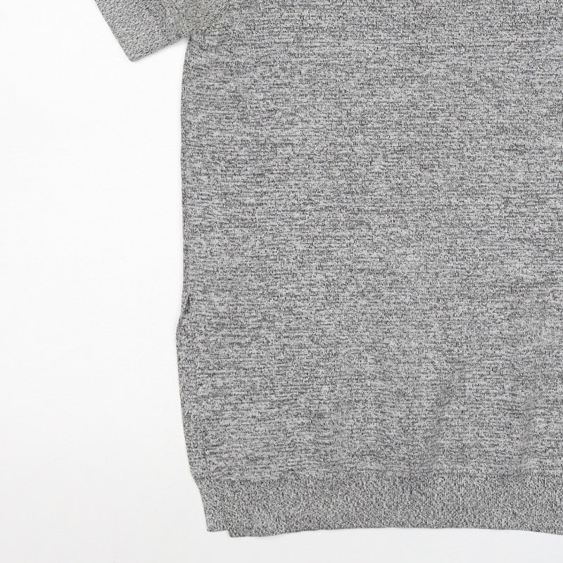Topshop Women Grey Marl Knit Tunic T-Shirt UK 10 Short Sleeve
