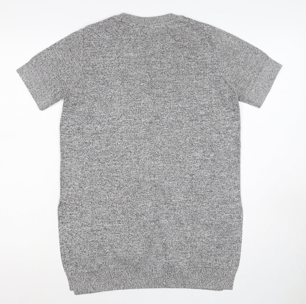 Topshop Women Grey Marl Knit Tunic T-Shirt UK 10 Short Sleeve