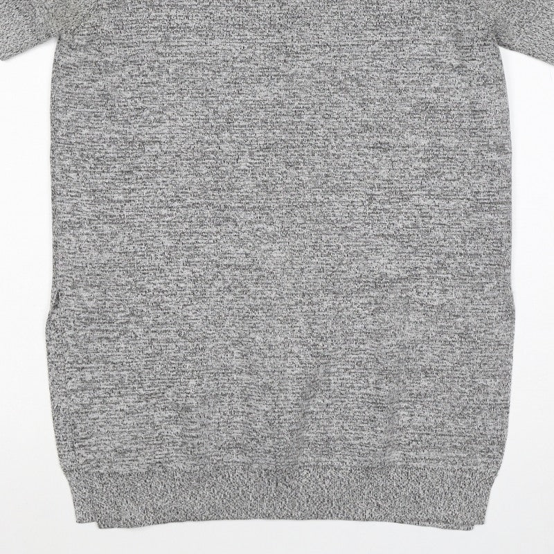Topshop Women Grey Marl Knit Tunic T-Shirt UK 10 Short Sleeve