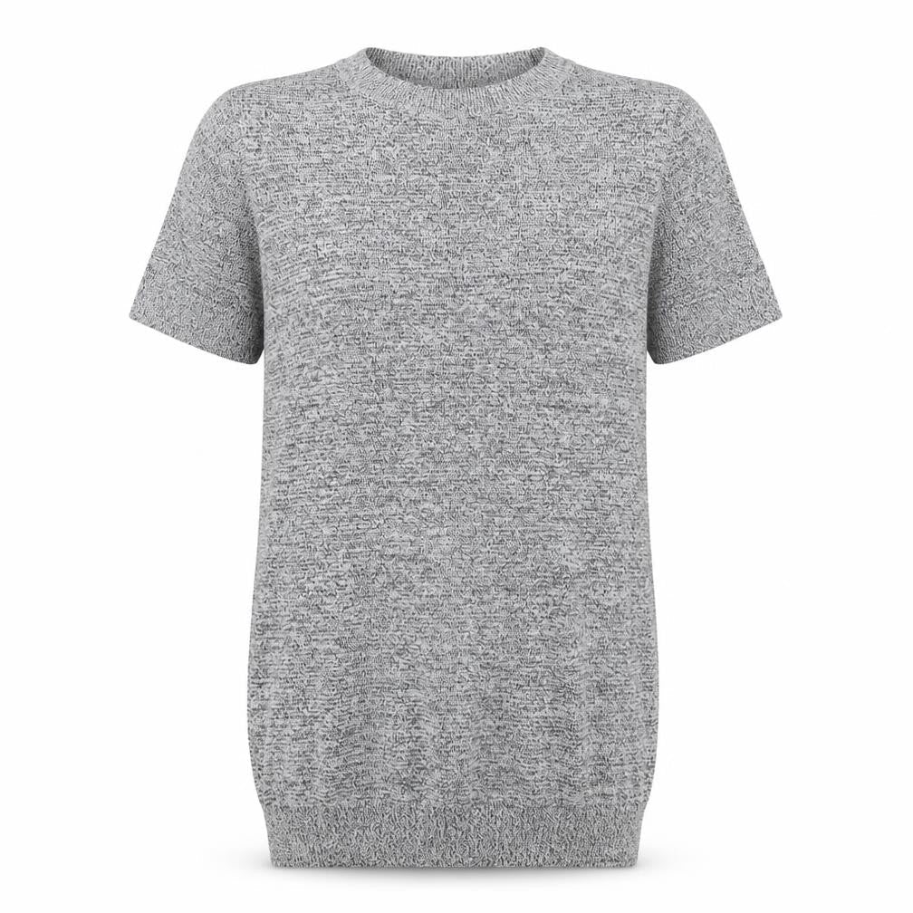 Topshop Women Grey Marl Knit Tunic T-Shirt UK 10 Short Sleeve