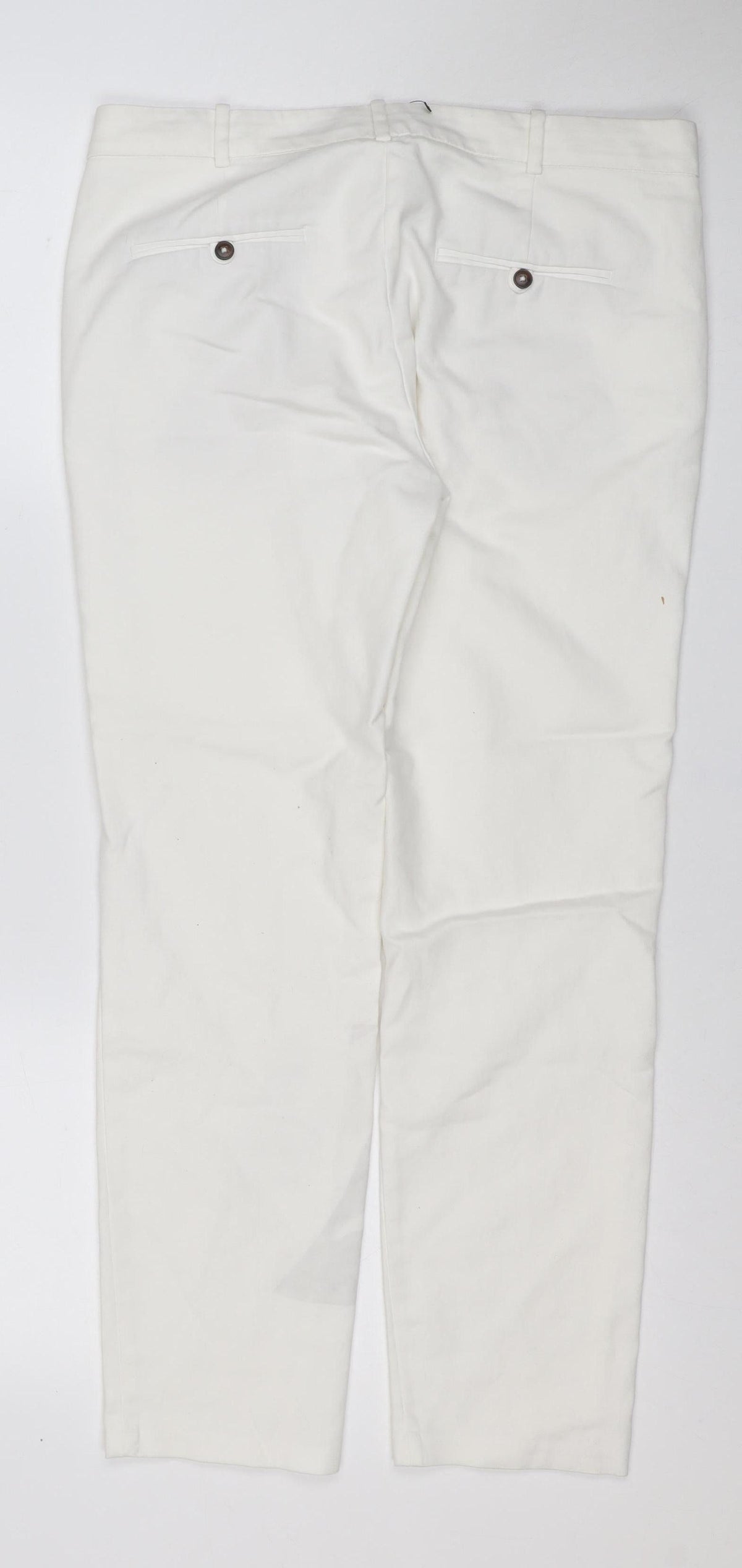 Zara Basic Women White UK 10 Straight Leg Tailored Trousers
