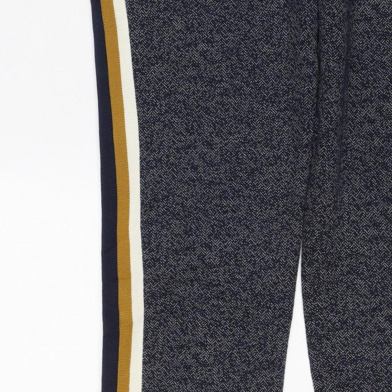 Marks and Spencer Women Blue UK 12 Herringbone Side Stripe Track Pants