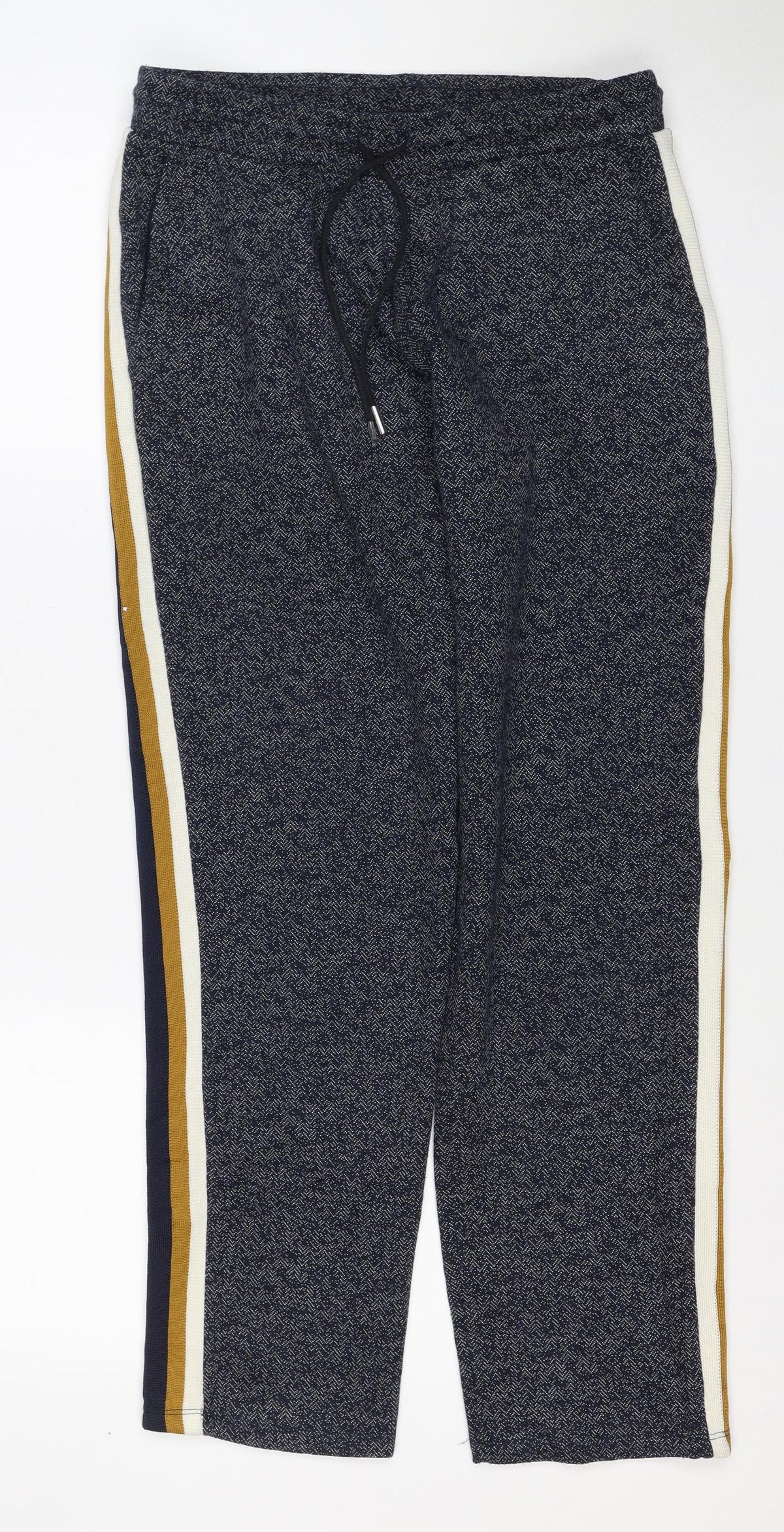 Marks and Spencer Women Blue UK 12 Herringbone Side Stripe Track Pants