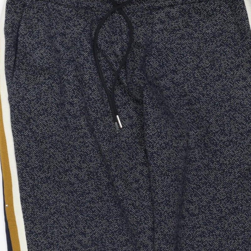 Marks and Spencer Women Blue UK 12 Herringbone Side Stripe Track Pants