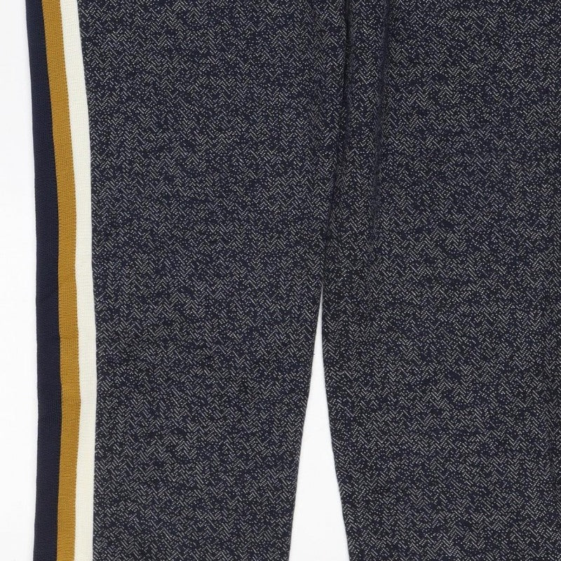 Marks and Spencer Women Blue UK 12 Herringbone Side Stripe Track Pants