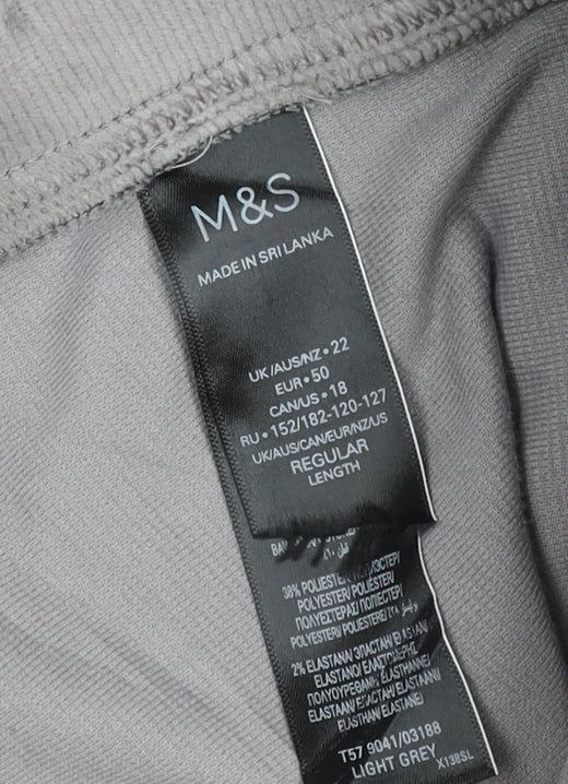 Marks and Spencer Women Grey UK 22 Regular Stretch Jersey Leggings