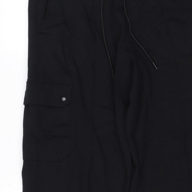 Marks & Spencer Women Black UK 16 Cargo Drawstring Trousers Stretch
