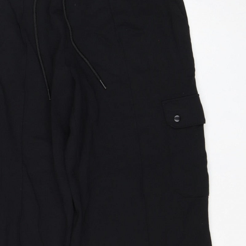Marks & Spencer Women Black UK 16 Cargo Drawstring Trousers Stretch