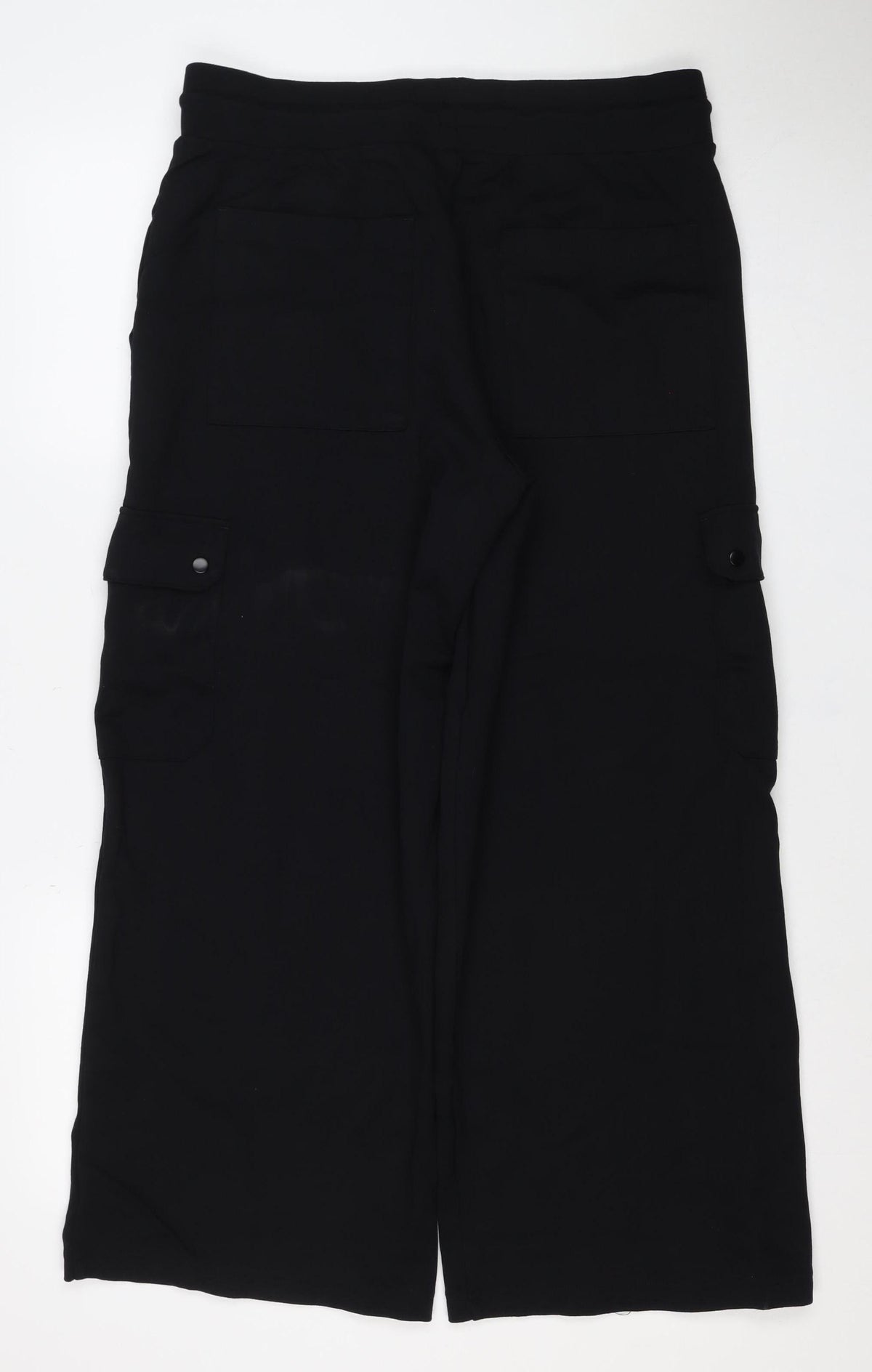 Marks & Spencer Women Black UK 16 Cargo Drawstring Trousers Stretch