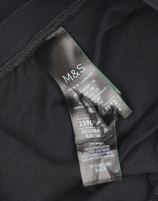Marks & Spencer Women Black UK 16 Cargo Drawstring Trousers Stretch