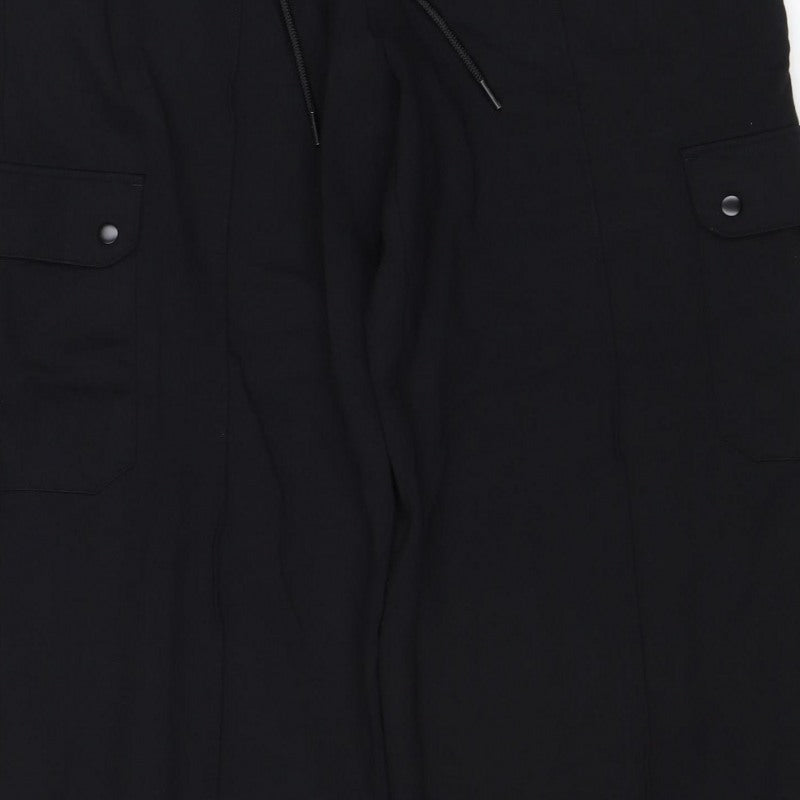 Marks & Spencer Women Black UK 16 Cargo Drawstring Trousers Stretch