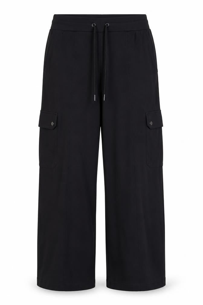 Marks & Spencer Women Black UK 16 Cargo Drawstring Trousers Stretch