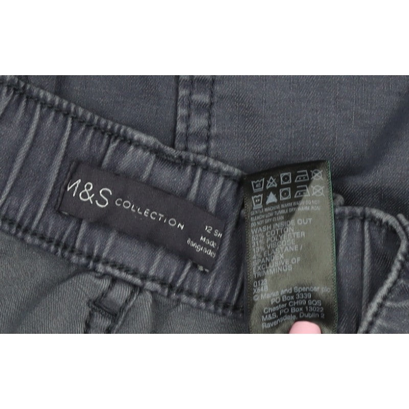 Marks & Spencer Women Grey Size 12 Short Tapered Stretch Jeans