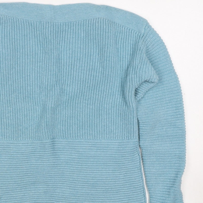 White Stuff Women Blue Merino Wool UK 10 Scoop Neck Knit Jumper