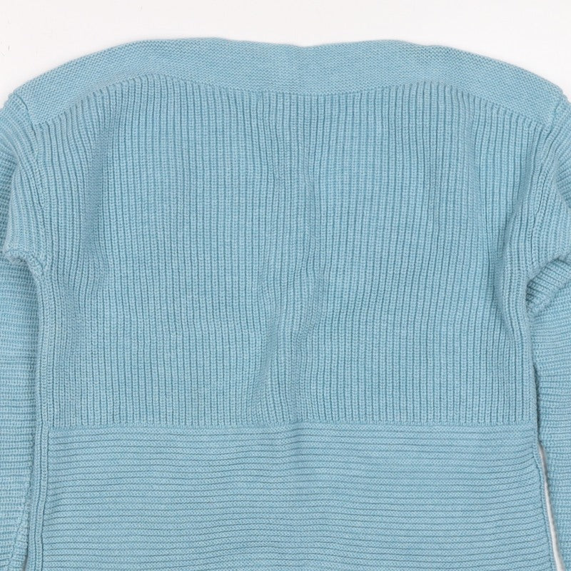 White Stuff Women Blue Merino Wool UK 10 Scoop Neck Knit Jumper