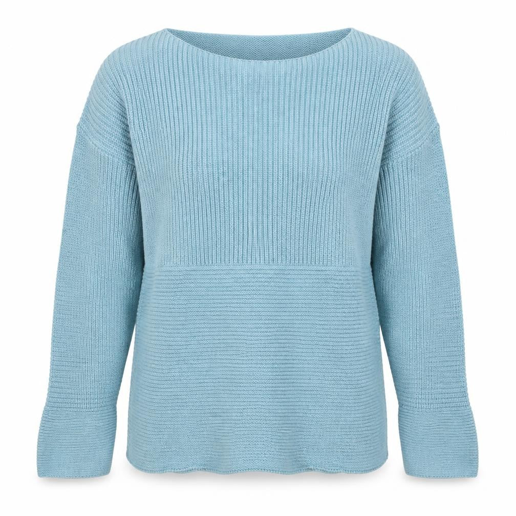White Stuff Women Blue Merino Wool UK 10 Scoop Neck Knit Jumper