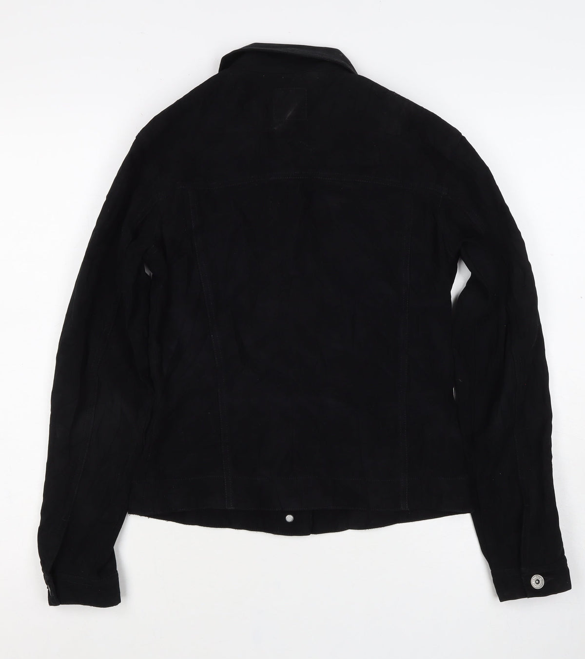Trader Women’s Black UK 8 Button-Up Basic Jacket Collared Stretch