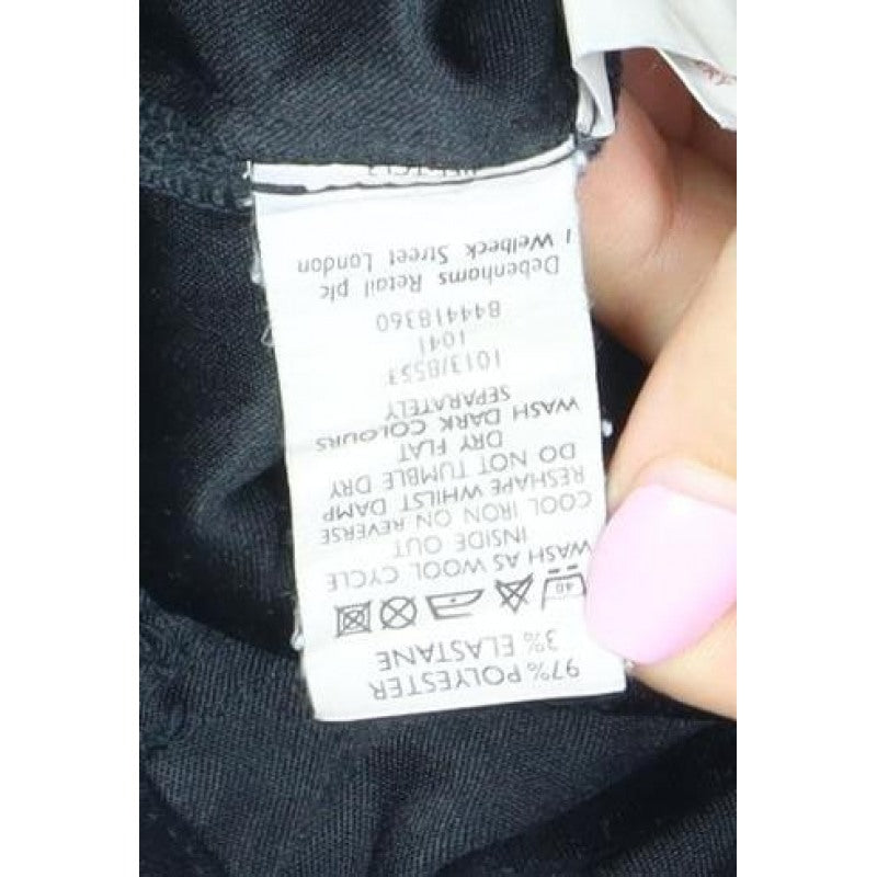 Trader Women’s Black UK 8 Button-Up Basic Jacket Collared Stretch