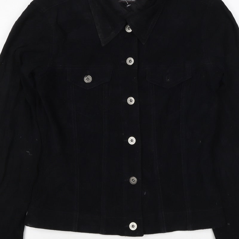 Trader Women’s Black UK 8 Button-Up Basic Jacket Collared Stretch