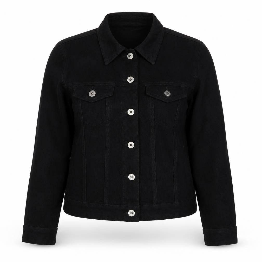Trader Women’s Black UK 8 Button-Up Basic Jacket Collared Stretch