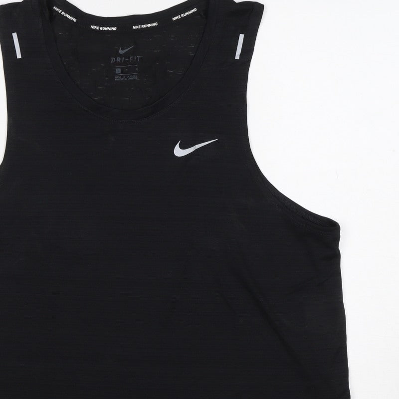 Nike Women Black M Dri-FIT Running Tank Top Reflective
