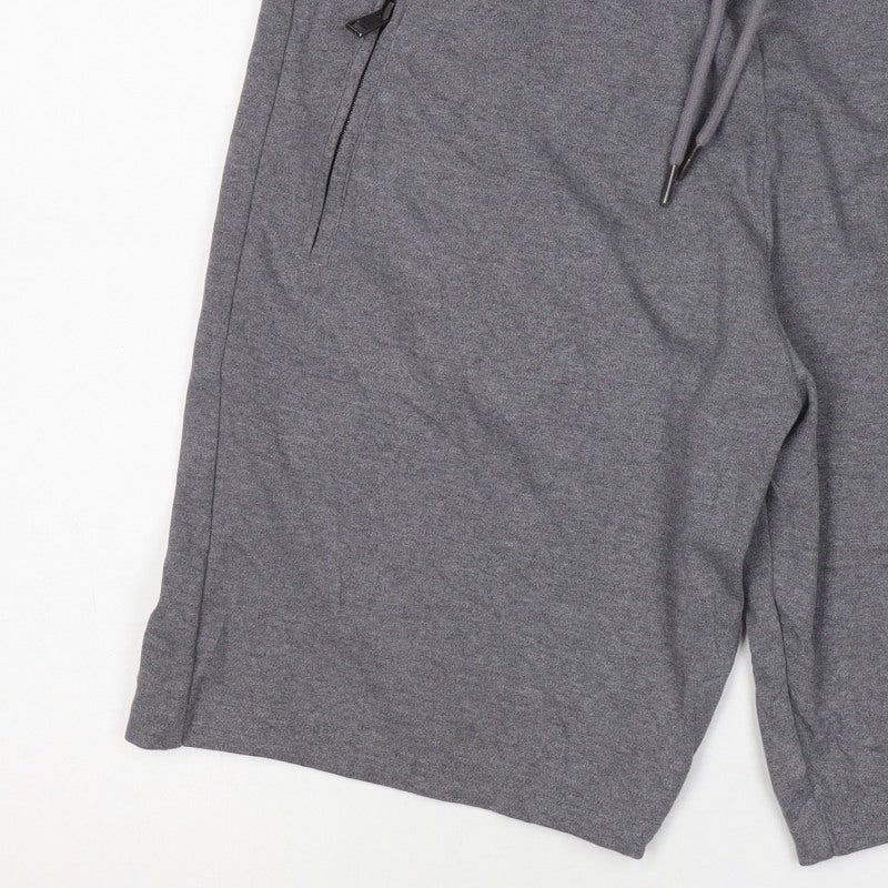 Next Men’s Grey L Sweat Shorts Drawstring Zip Pockets Sports