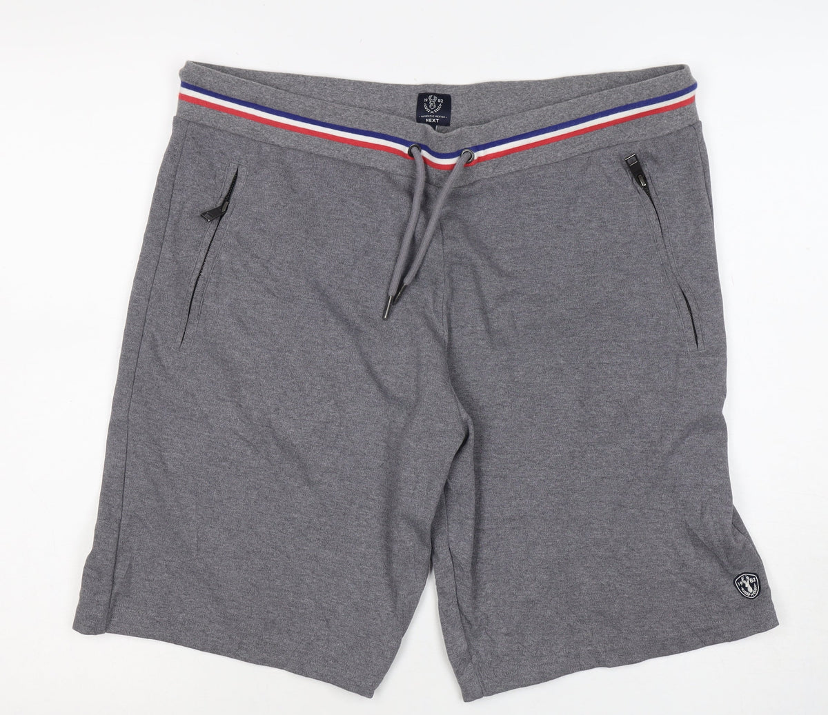 Next Men’s Grey L Sweat Shorts Drawstring Zip Pockets Sports