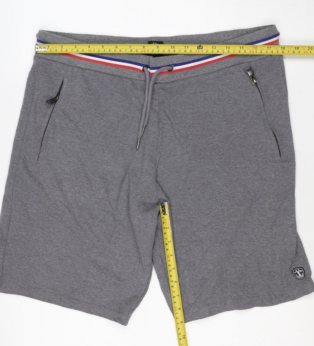 Next Men’s Grey L Sweat Shorts Drawstring Zip Pockets Sports