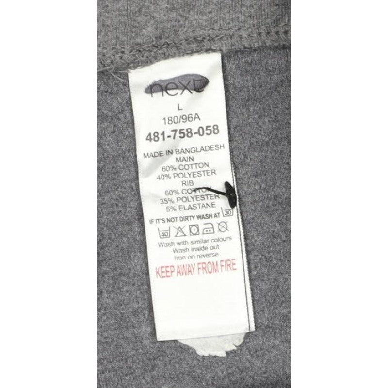 Next Men’s Grey L Sweat Shorts Drawstring Zip Pockets Sports