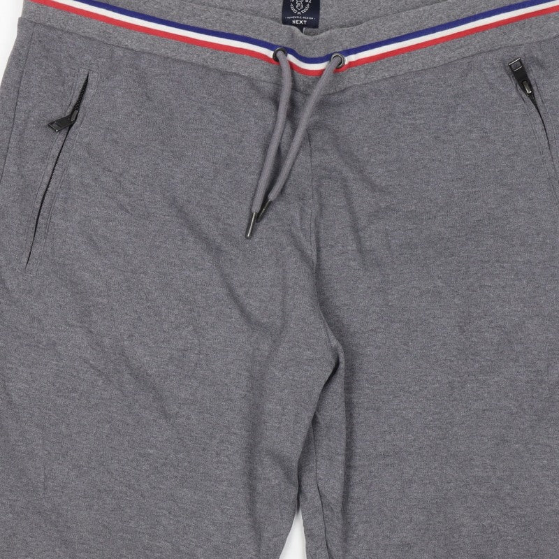 Next Men’s Grey L Sweat Shorts Drawstring Zip Pockets Sports