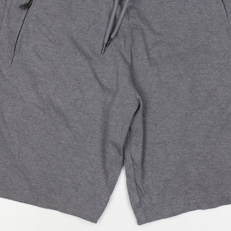 Next Men’s Grey L Sweat Shorts Drawstring Zip Pockets Sports