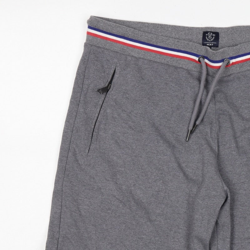 Next Men’s Grey L Sweat Shorts Drawstring Zip Pockets Sports